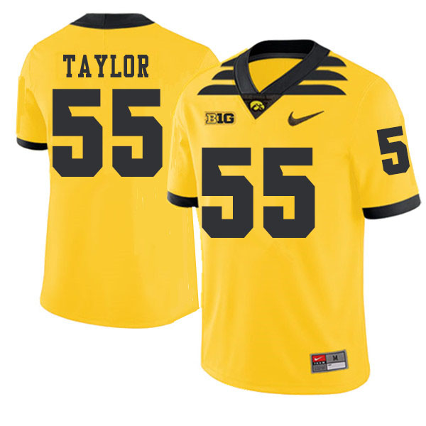 2019 Men #55 Kyle Taylor Iowa Hawkeyes College Football Alternate Jerseys Sale-Gold - Click Image to Close